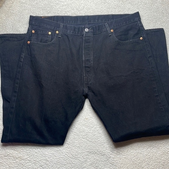 Levis Men's 501® Original Fit Button Fly Stretch Jeans Black Size 42x 31 - Picture 5 of 11